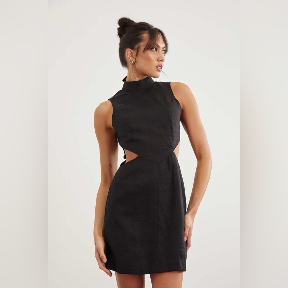 Sovere Anthropologie Virtue Linen Black Dress Women’s 4